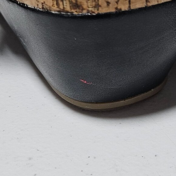 Flex Step Black Faux Leather Sandals Womens 7.5 M Strappy Sling Back Wedge Heels - Picture 14 of 14